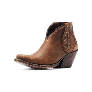 Ariat Distressed Brown Leather Studded Western Ankle Boot